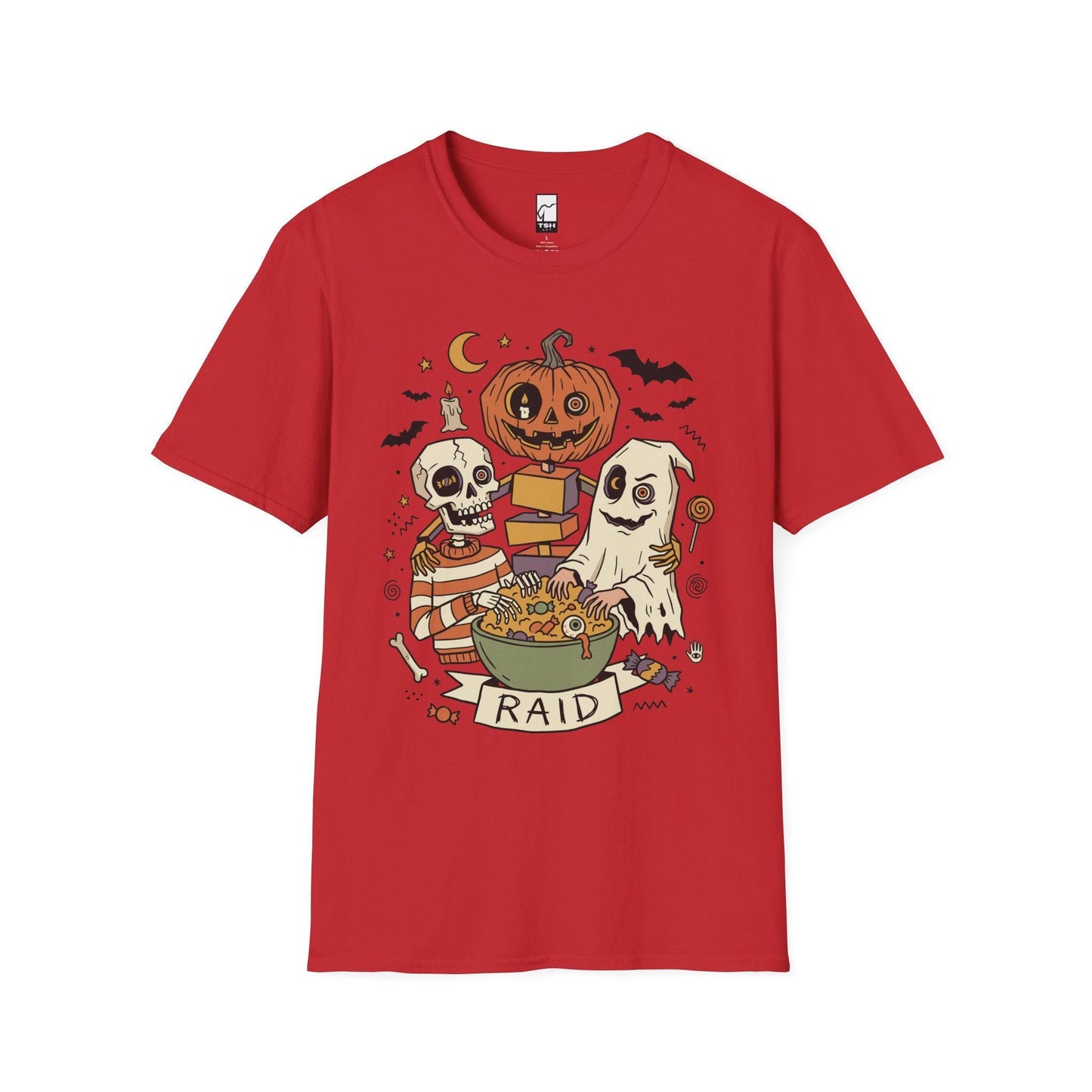 Vintage Halloween Shirt | Skeleton Ghost T Shirt | Spooky Candy Bowl Tee | Pumpkin Trick Or Treat Tee | Retro Spooky Tee | Unisex Gift