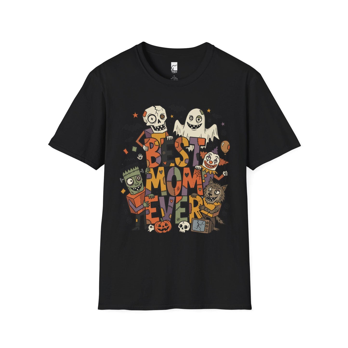 Best Mom Ever Halloween Shirt | Spooky Mama T Shirt | Cute Monster Graphic Tee | Horror Mom Fall Top | Retro Spooky Clothes | Unisex Gift