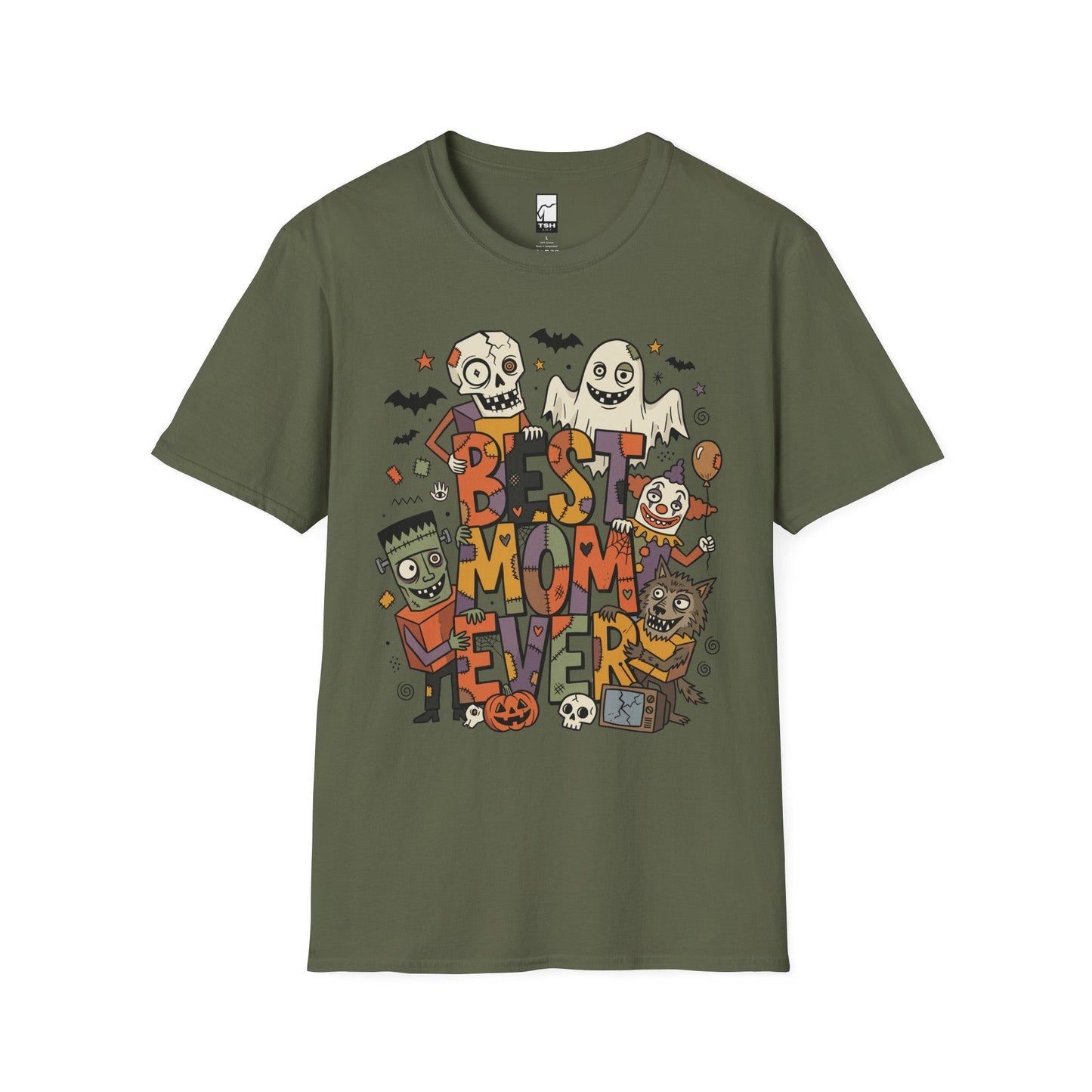 Best Mom Ever Halloween Shirt | Spooky Mama T Shirt | Cute Monster Graphic Tee | Horror Mom Fall Top | Retro Spooky Clothes | Unisex Gift