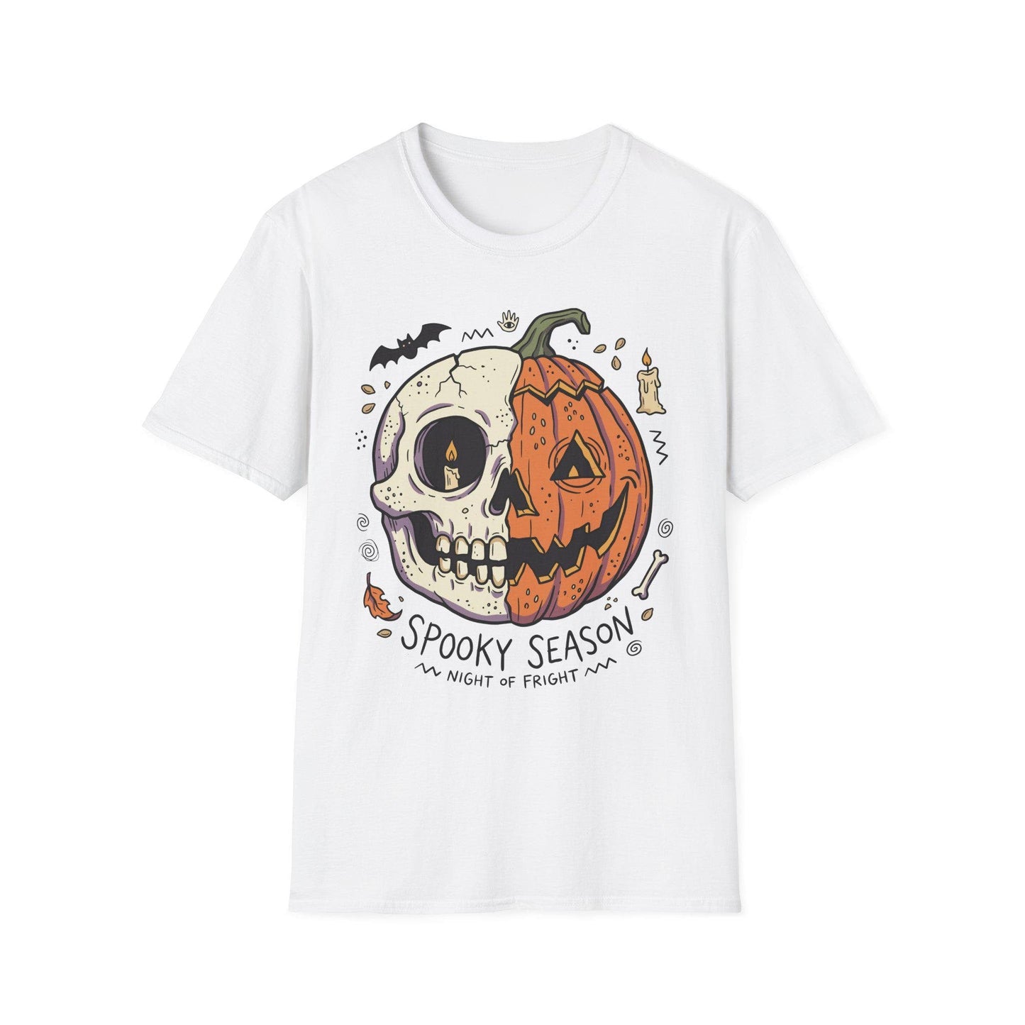Spooky Season Halloween Shirt | Skull Pumpkin T Shirt | Retro Horror Graphic Tee | Creepy Fall Outfit | Gothic Autumn Wear | Unisex Gift