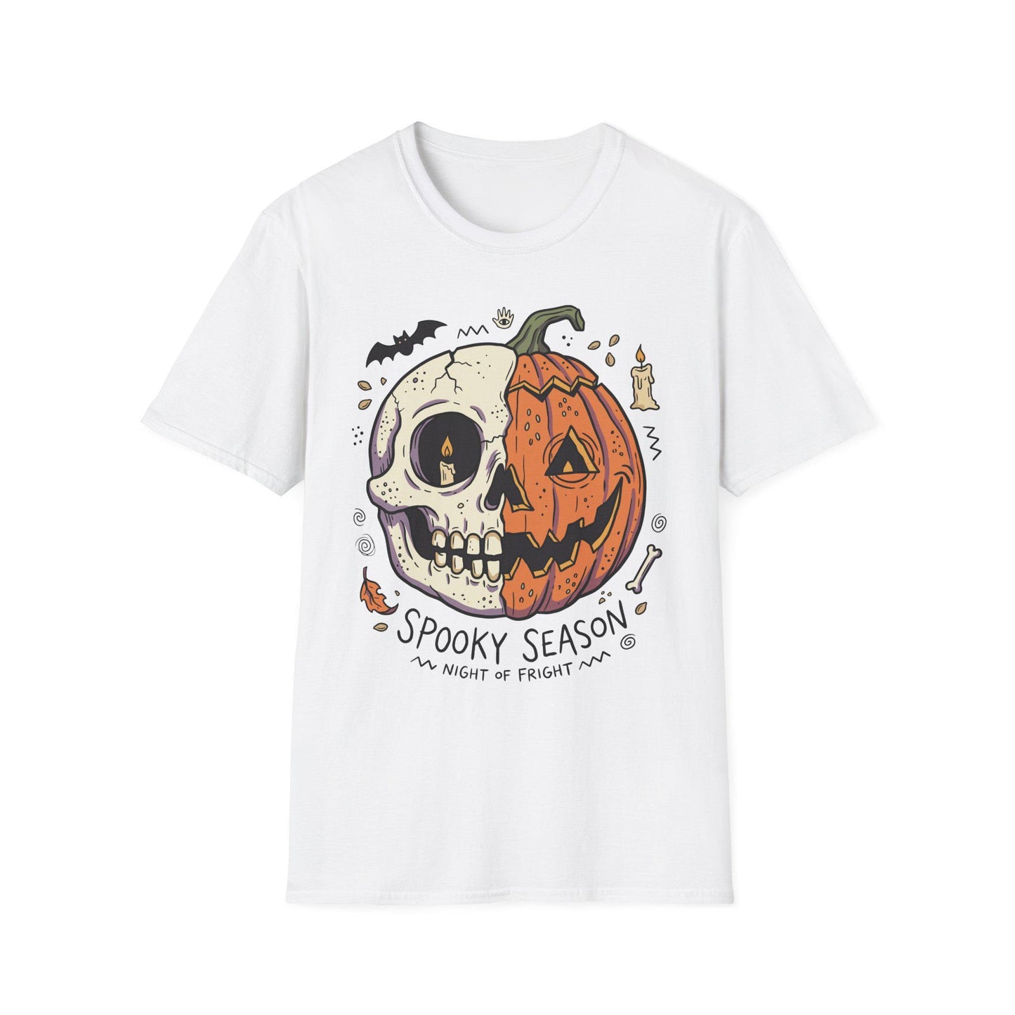 Spooky Season Halloween Shirt | Skull Pumpkin T Shirt | Retro Horror Graphic Tee | Creepy Fall Outfit | Gothic Autumn Wear | Unisex Gift