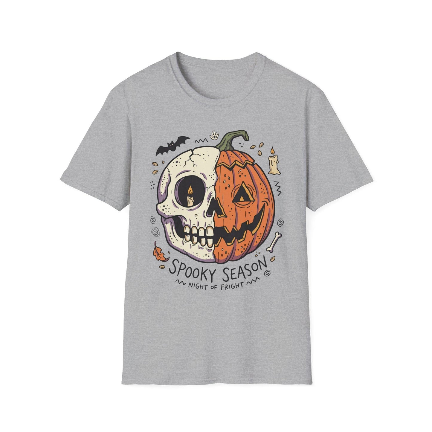 Spooky Season Halloween Shirt | Skull Pumpkin T Shirt | Retro Horror Graphic Tee | Creepy Fall Outfit | Gothic Autumn Wear | Unisex Gift