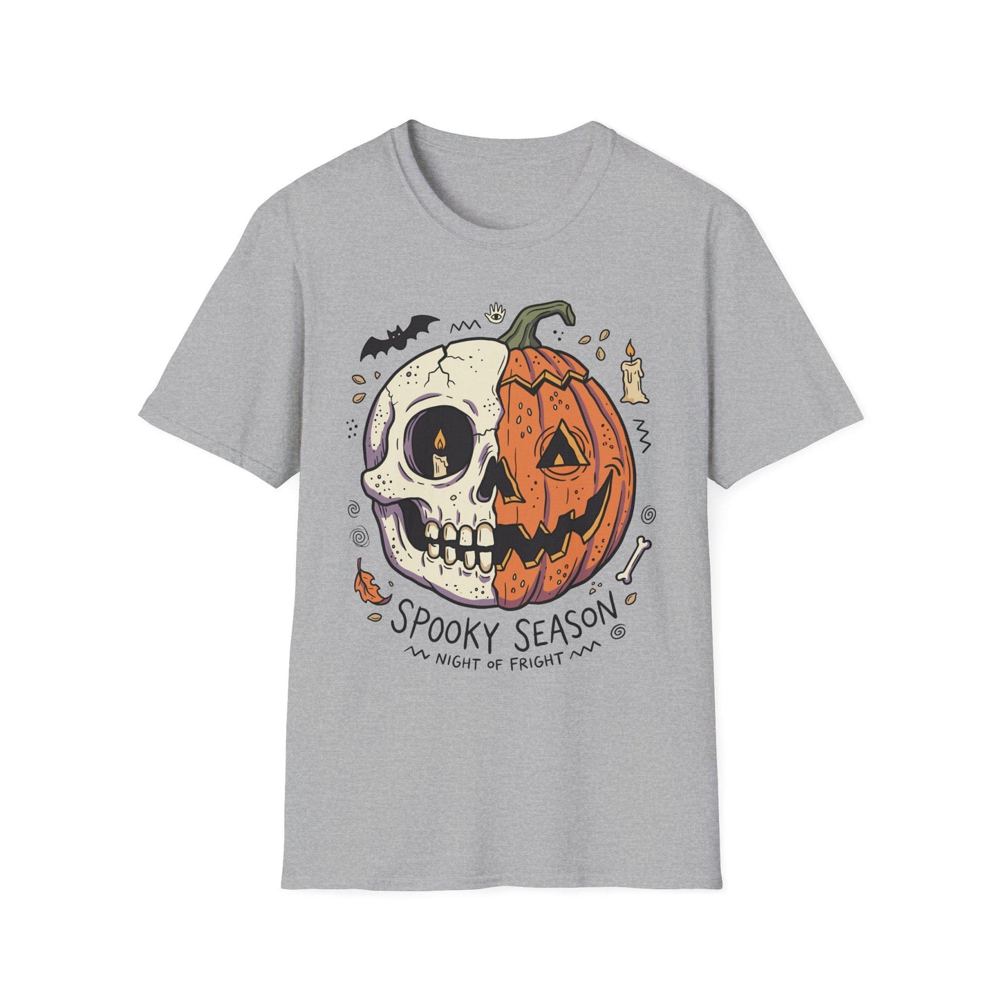Spooky Season Halloween Shirt | Skull Pumpkin T Shirt | Retro Horror Graphic Tee | Creepy Fall Outfit | Gothic Autumn Wear | Unisex Gift