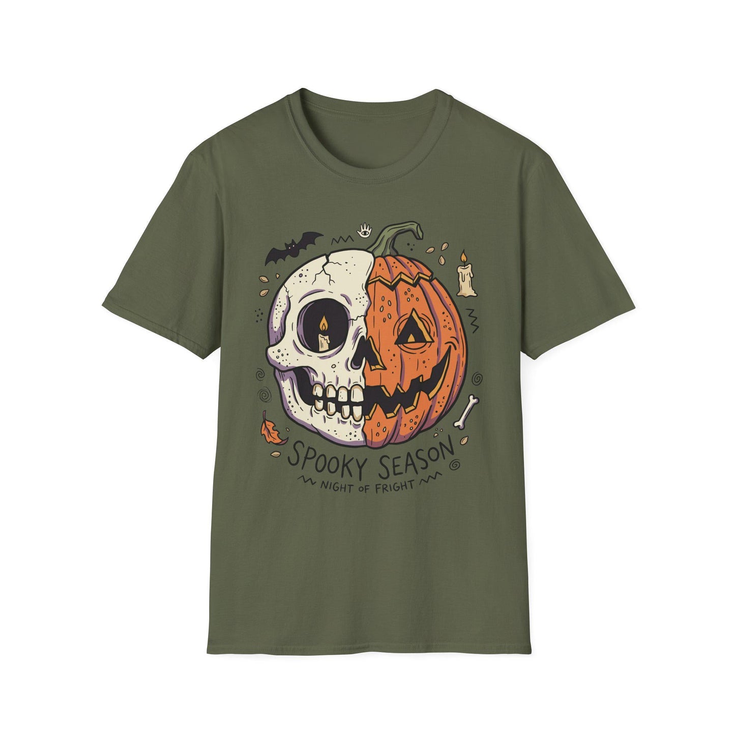 Spooky Season Halloween Shirt | Skull Pumpkin T Shirt | Retro Horror Graphic Tee | Creepy Fall Outfit | Gothic Autumn Wear | Unisex Gift