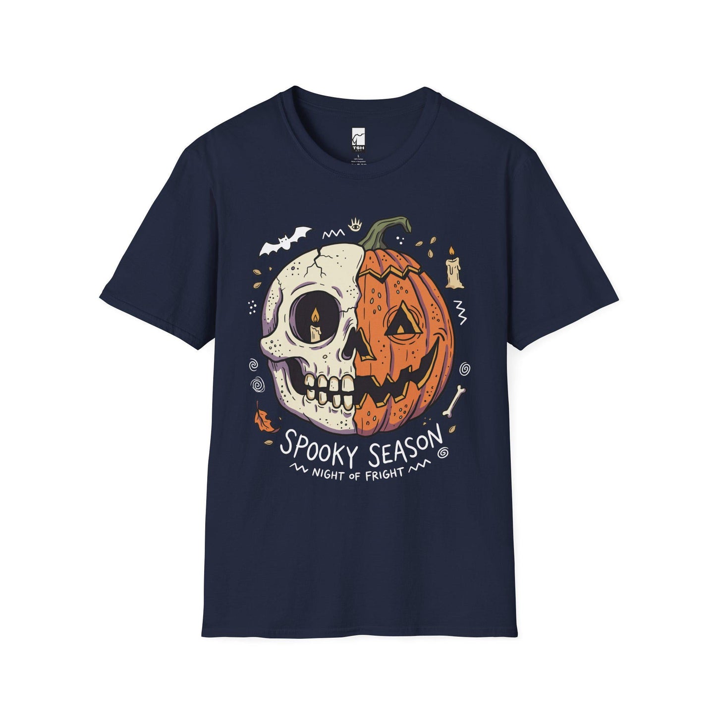 Spooky Season Halloween Shirt | Skull Pumpkin T Shirt | Retro Horror Graphic Tee | Creepy Fall Outfit | Gothic Autumn Wear | Unisex Gift