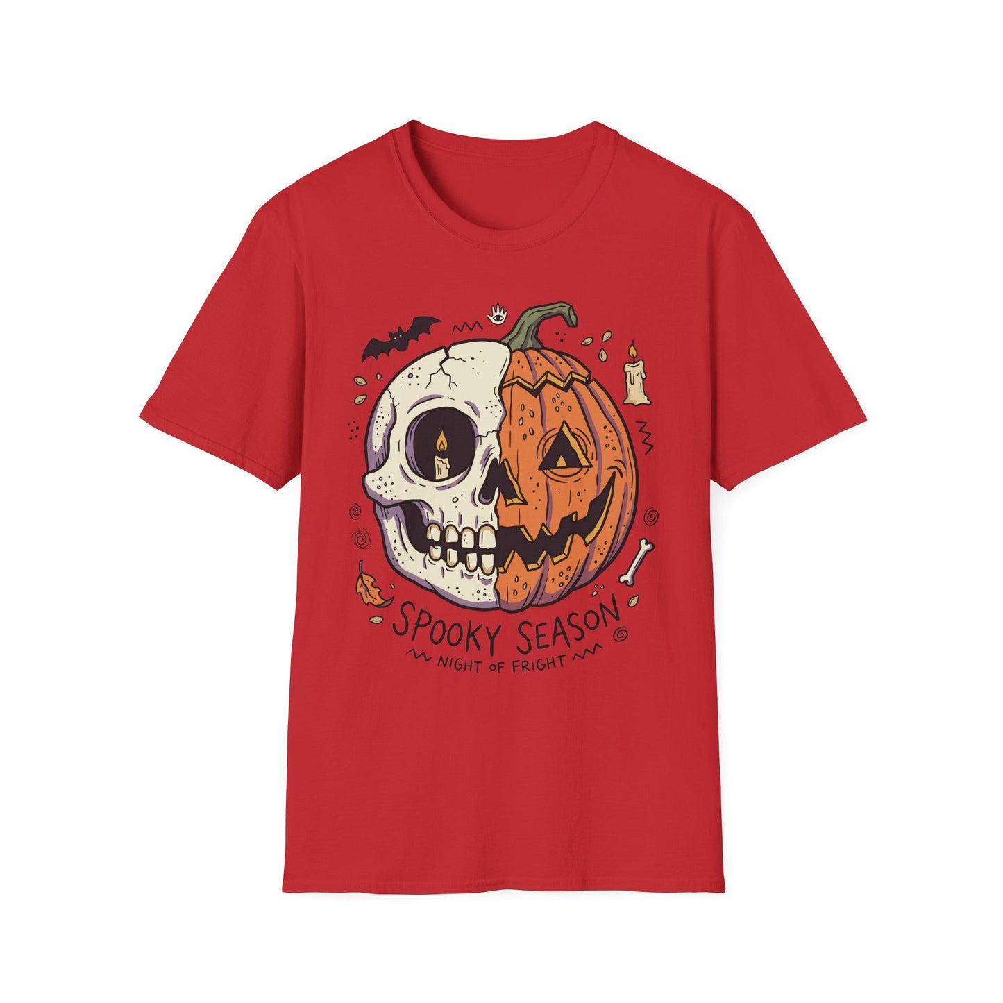 Spooky Season Halloween Shirt | Skull Pumpkin T Shirt | Retro Horror Graphic Tee | Creepy Fall Outfit | Gothic Autumn Wear | Unisex Gift