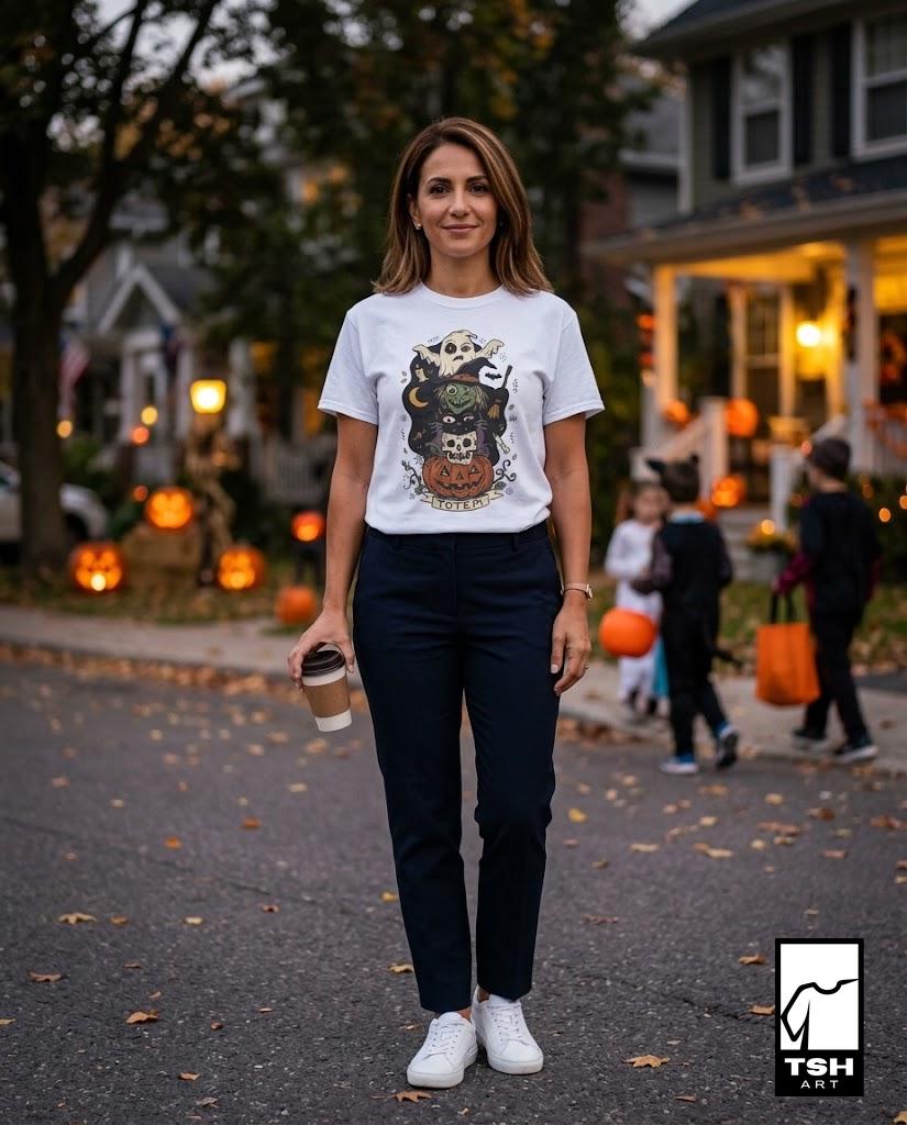 Halloween Witch Shirt | Black Cat Ghost Tee | Jack O Lantern Graphic Tee | Creepy Skull T Shirt | Retro Spooky Season Tee | Unisex Gift