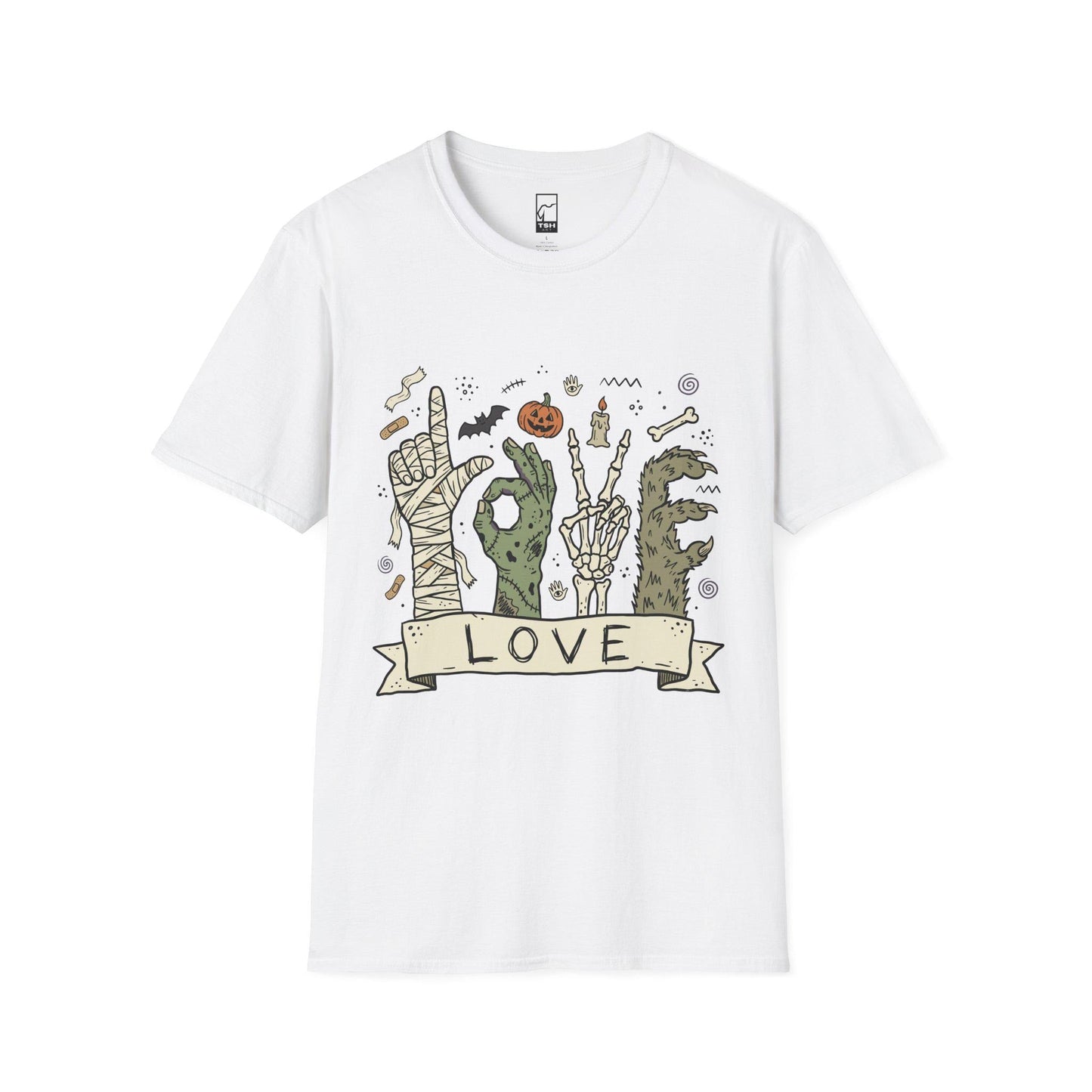 Halloween Love Shirt | Monster Hands T Shirt | Spooky Skeleton Hand Tee | Zombie Mummy Graphic Tee | Cute Creepy Fall Tee | Unisex Gift