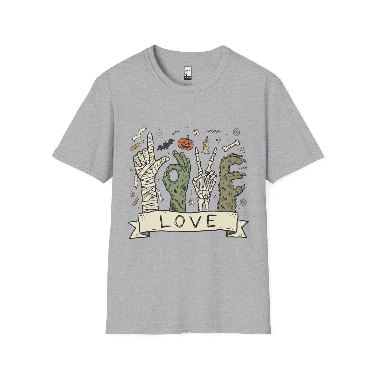 Halloween Love Shirt | Monster Hands T Shirt | Spooky Skeleton Hand Tee | Zombie Mummy Graphic Tee | Cute Creepy Fall Tee | Unisex Gift