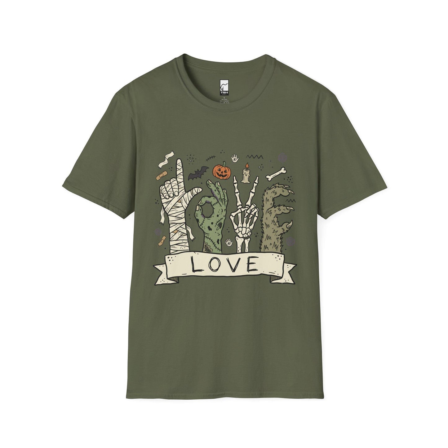 Halloween Love Shirt | Monster Hands T Shirt | Spooky Skeleton Hand Tee | Zombie Mummy Graphic Tee | Cute Creepy Fall Tee | Unisex Gift