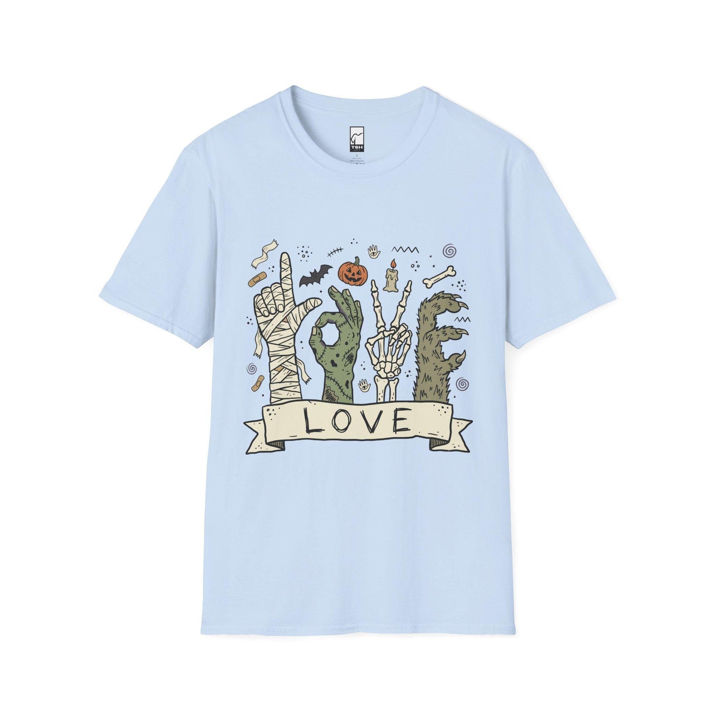 Halloween Love Shirt | Monster Hands T Shirt | Spooky Skeleton Hand Tee | Zombie Mummy Graphic Tee | Cute Creepy Fall Tee | Unisex Gift