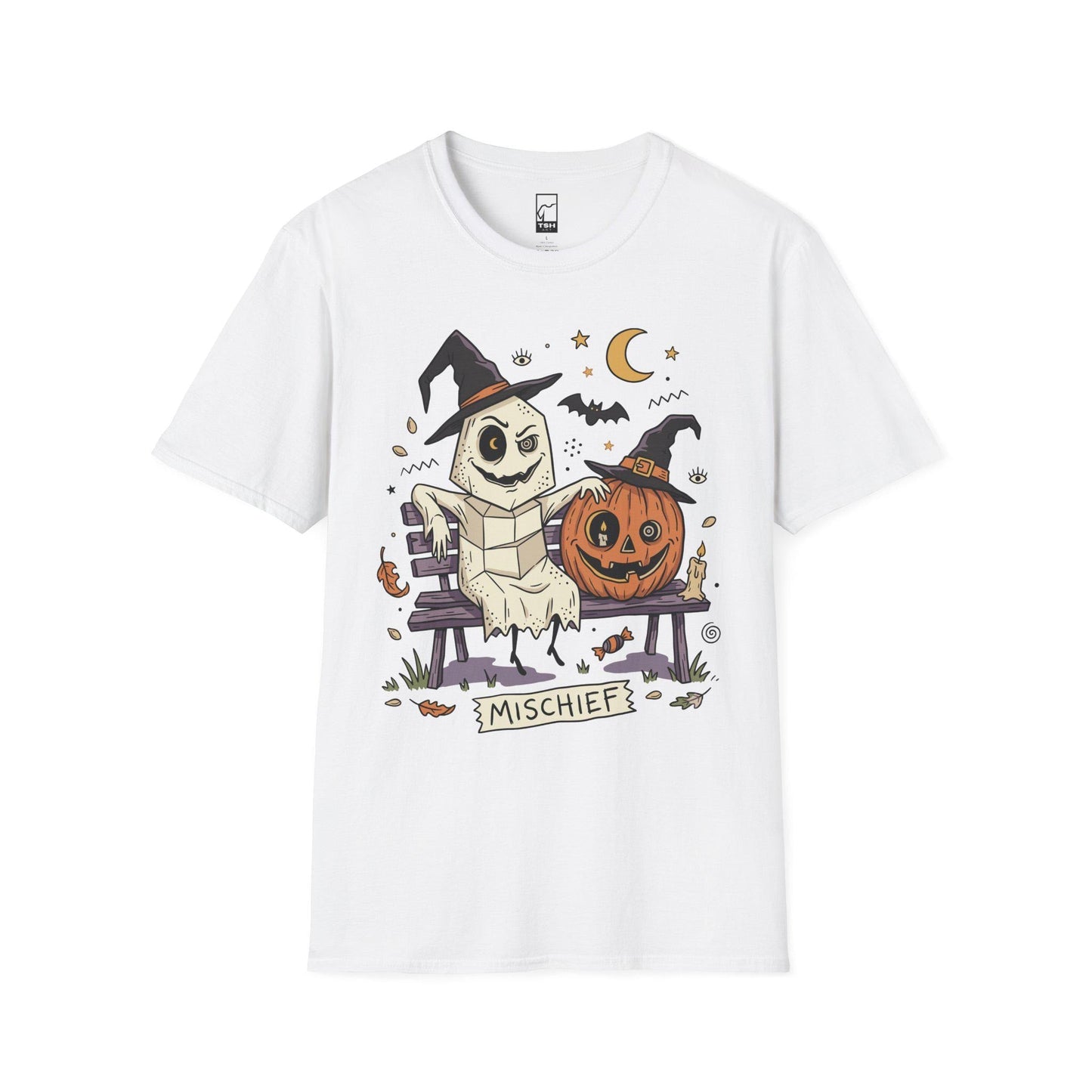 Cute Ghost Pumpkin Shirt | Witch Hat Halloween T Shirt | Spooky Season Graphic Tee | Best Friends Fall Tee | Retro Spooky Tee | Unisex Gift