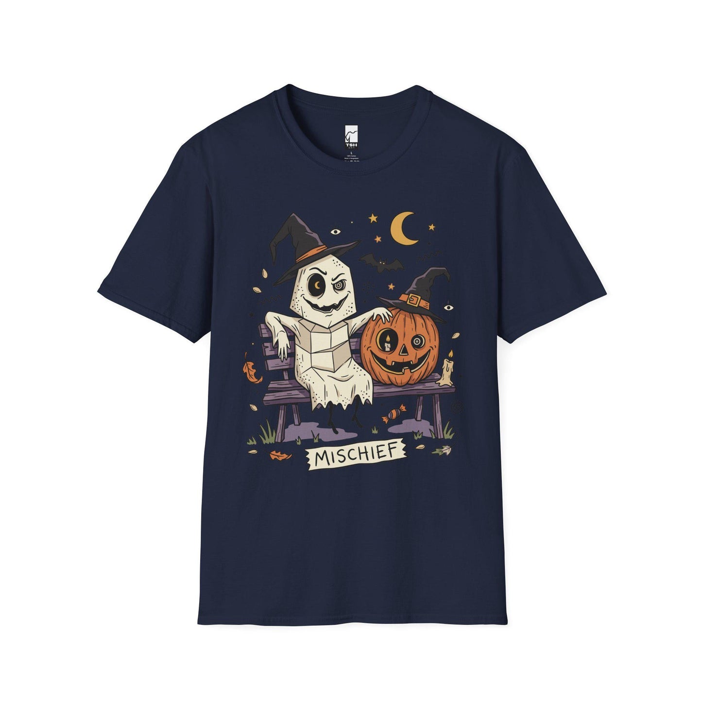 Cute Ghost Pumpkin Shirt | Witch Hat Halloween T Shirt | Spooky Season Graphic Tee | Best Friends Fall Tee | Retro Spooky Tee | Unisex Gift