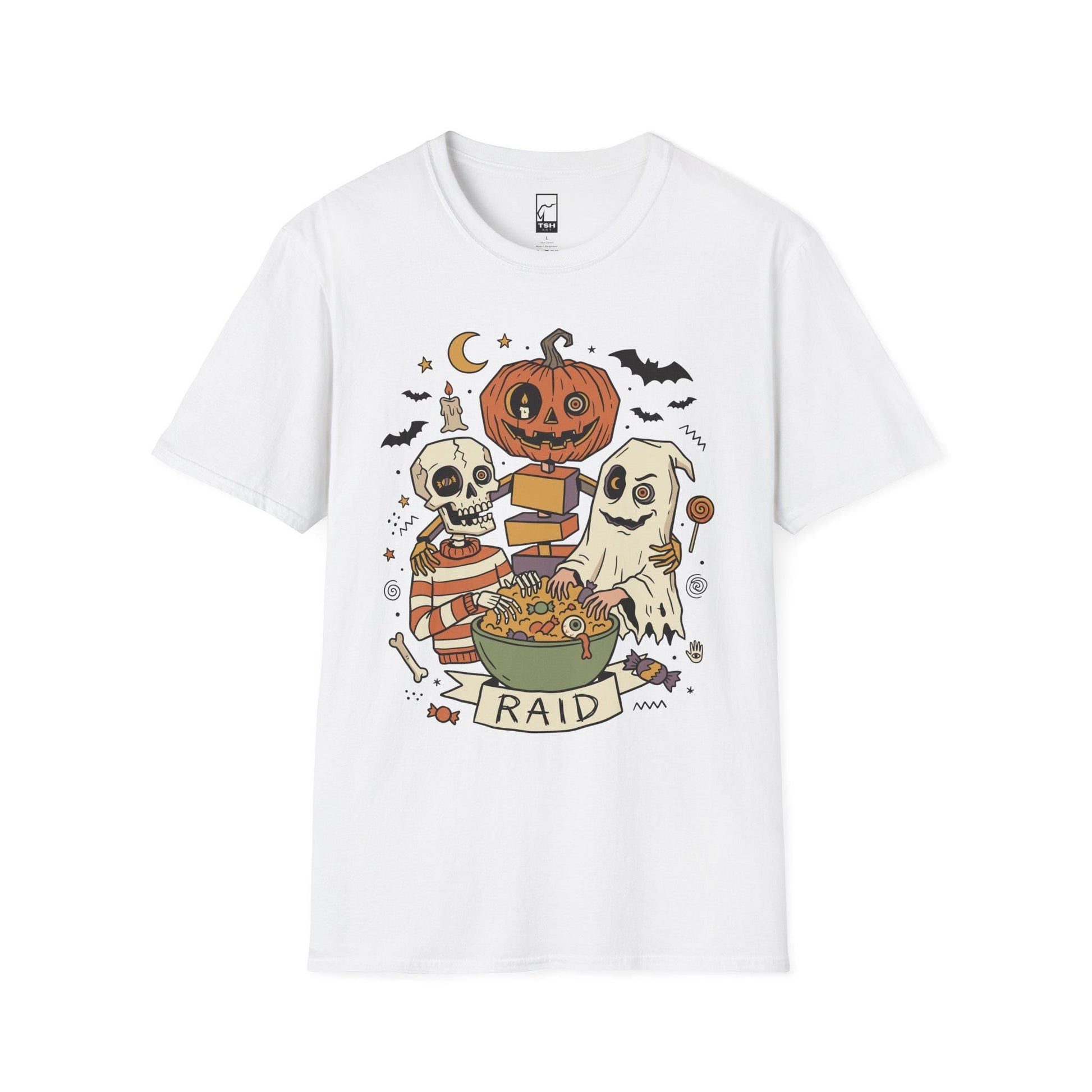 Vintage Halloween Shirt | Skeleton Ghost T Shirt | Spooky Candy Bowl Tee | Pumpkin Trick Or Treat Tee | Retro Spooky Tee | Unisex Gift