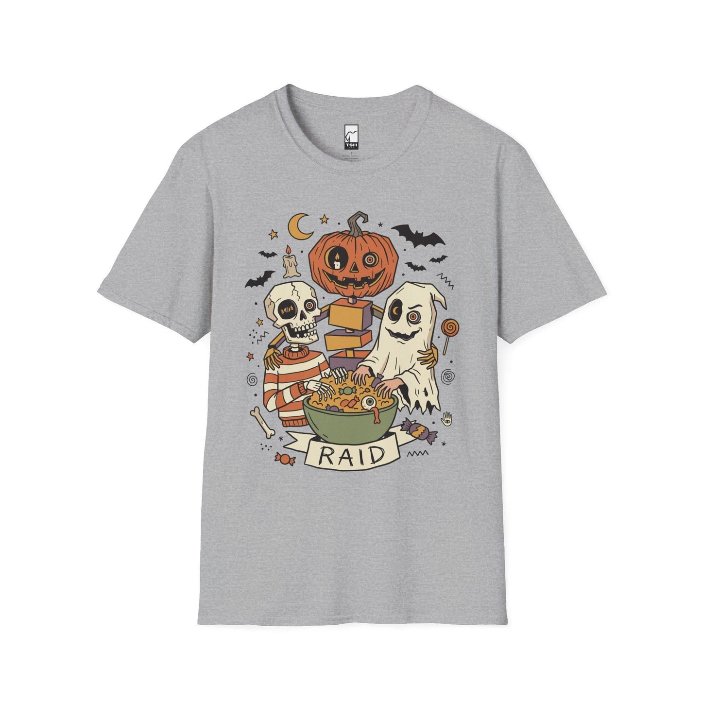 Vintage Halloween Shirt | Skeleton Ghost T Shirt | Spooky Candy Bowl Tee | Pumpkin Trick Or Treat Tee | Retro Spooky Tee | Unisex Gift
