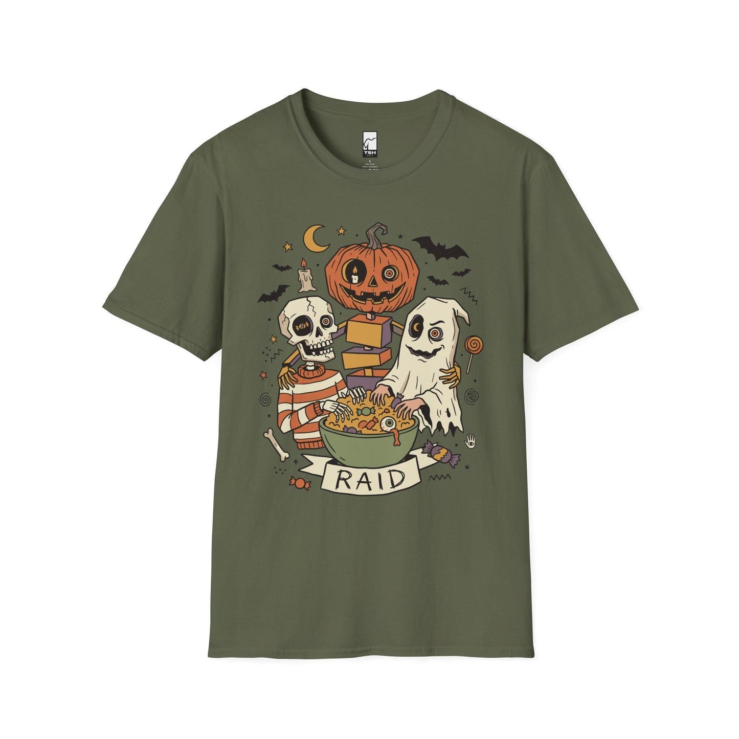 Vintage Halloween Shirt | Skeleton Ghost T Shirt | Spooky Candy Bowl Tee | Pumpkin Trick Or Treat Tee | Retro Spooky Tee | Unisex Gift