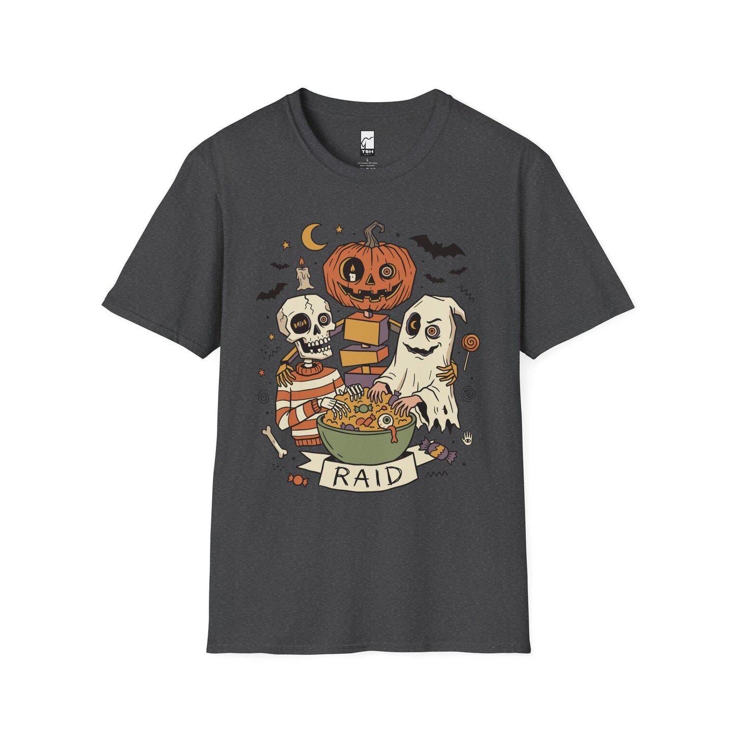 Vintage Halloween Shirt | Skeleton Ghost T Shirt | Spooky Candy Bowl Tee | Pumpkin Trick Or Treat Tee | Retro Spooky Tee | Unisex Gift