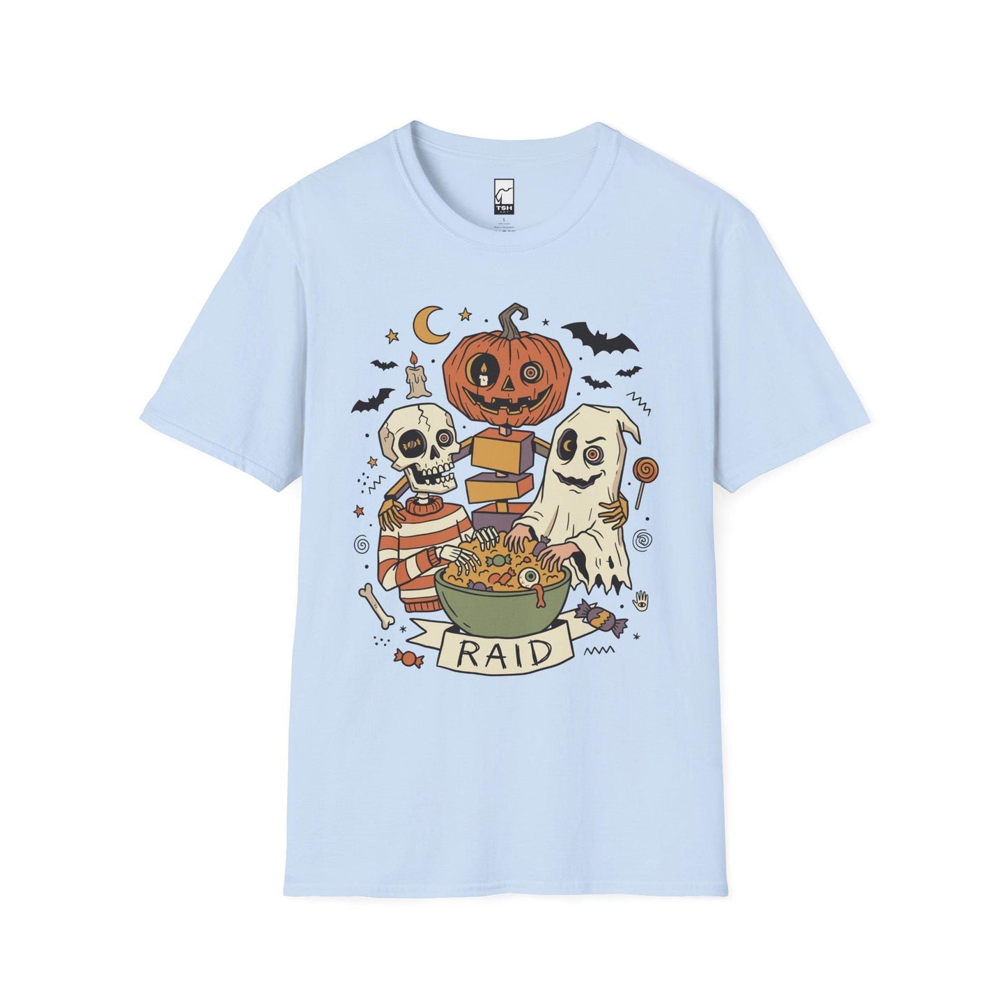 Vintage Halloween Shirt | Skeleton Ghost T Shirt | Spooky Candy Bowl Tee | Pumpkin Trick Or Treat Tee | Retro Spooky Tee | Unisex Gift