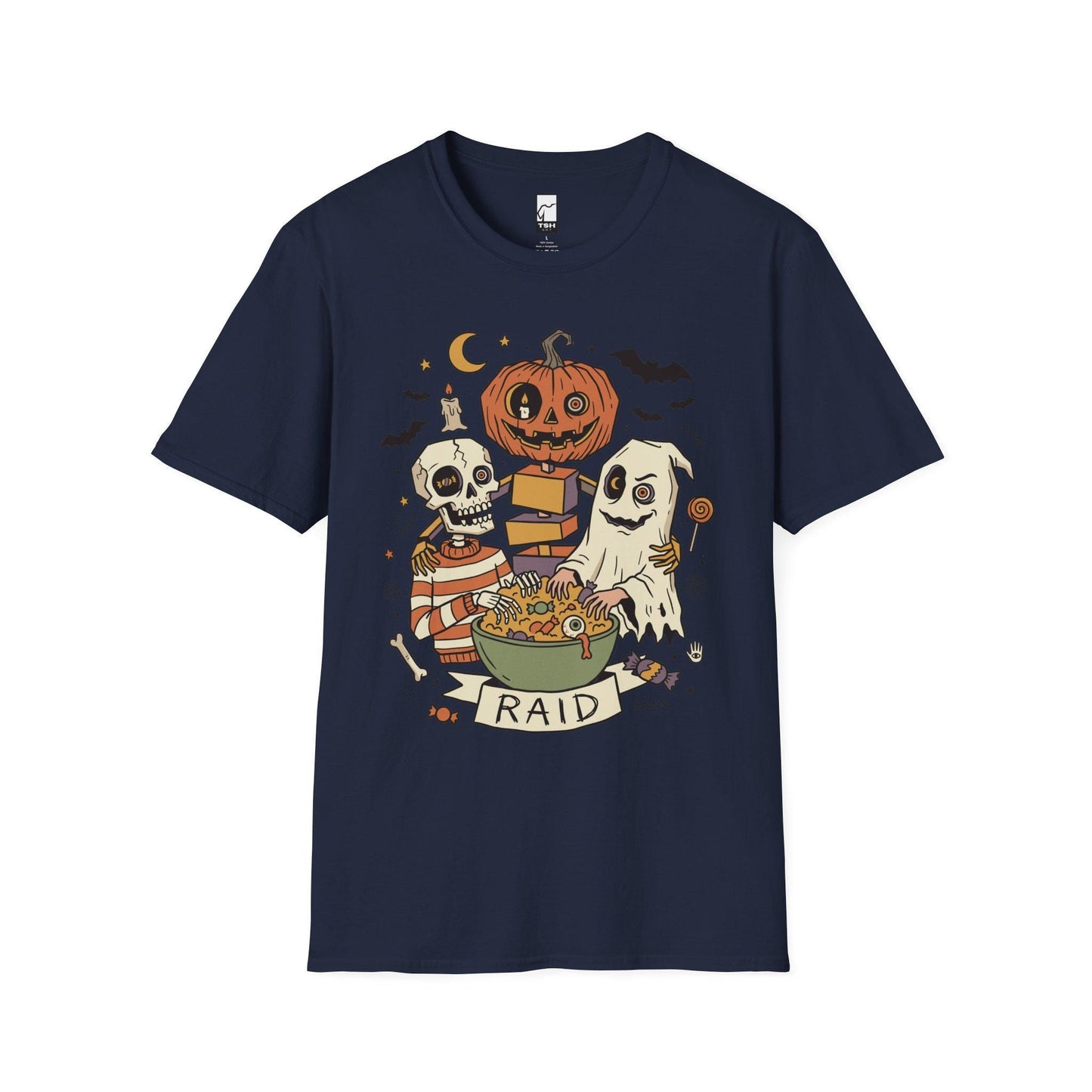 Vintage Halloween Shirt | Skeleton Ghost T Shirt | Spooky Candy Bowl Tee | Pumpkin Trick Or Treat Tee | Retro Spooky Tee | Unisex Gift