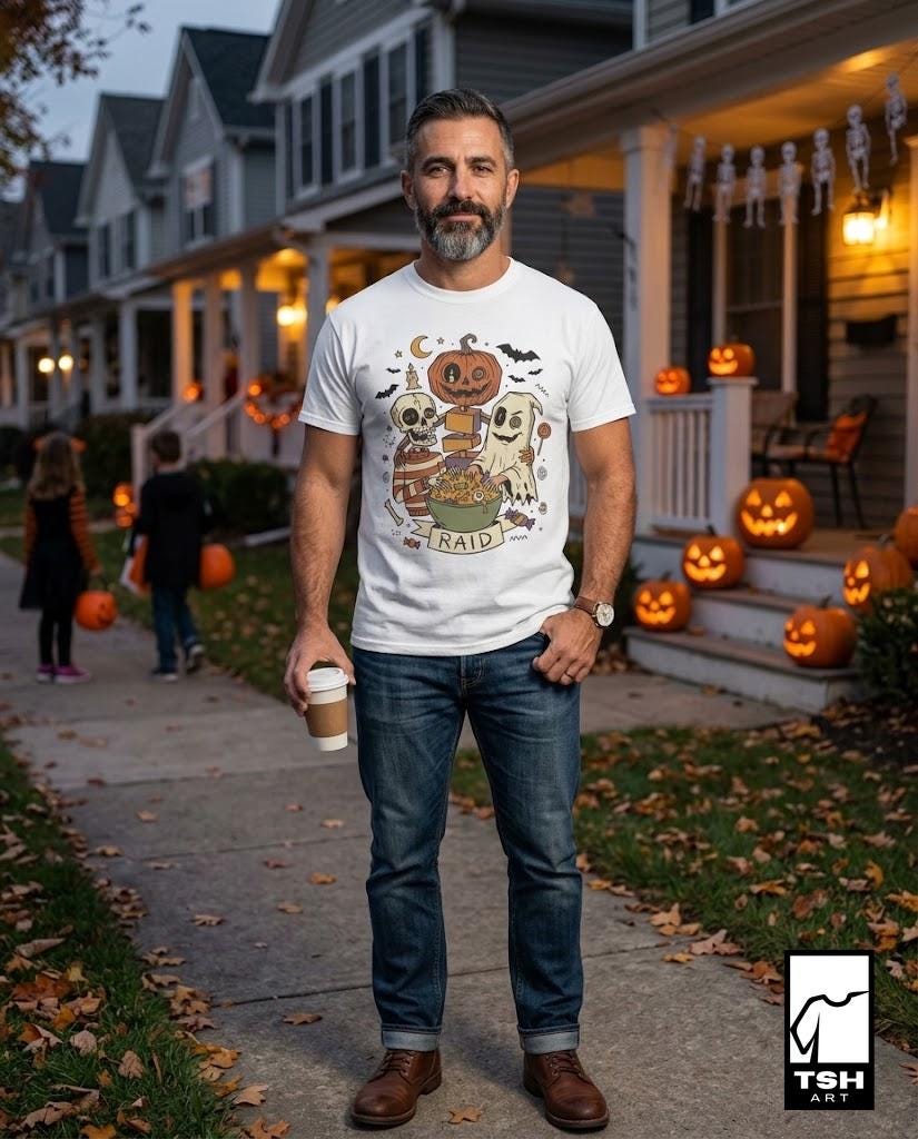 Vintage Halloween Shirt | Skeleton Ghost T Shirt | Spooky Candy Bowl Tee | Pumpkin Trick Or Treat Tee | Retro Spooky Tee | Unisex Gift