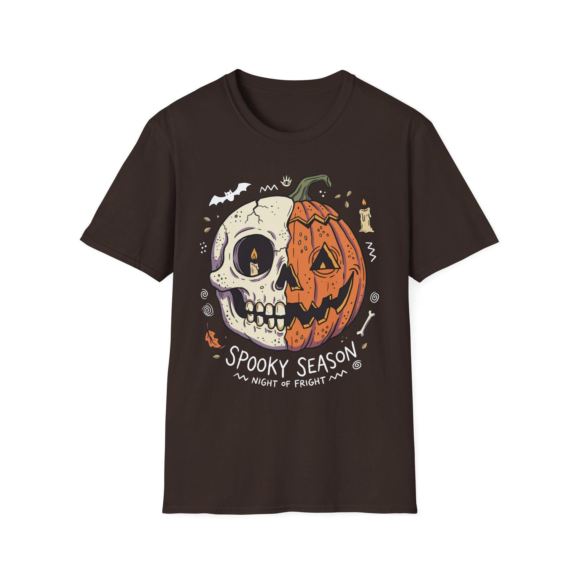 Spooky Season Halloween Shirt | Skull Pumpkin T Shirt | Retro Horror Graphic Tee | Creepy Fall Outfit | Gothic Autumn Wear | Unisex Gift