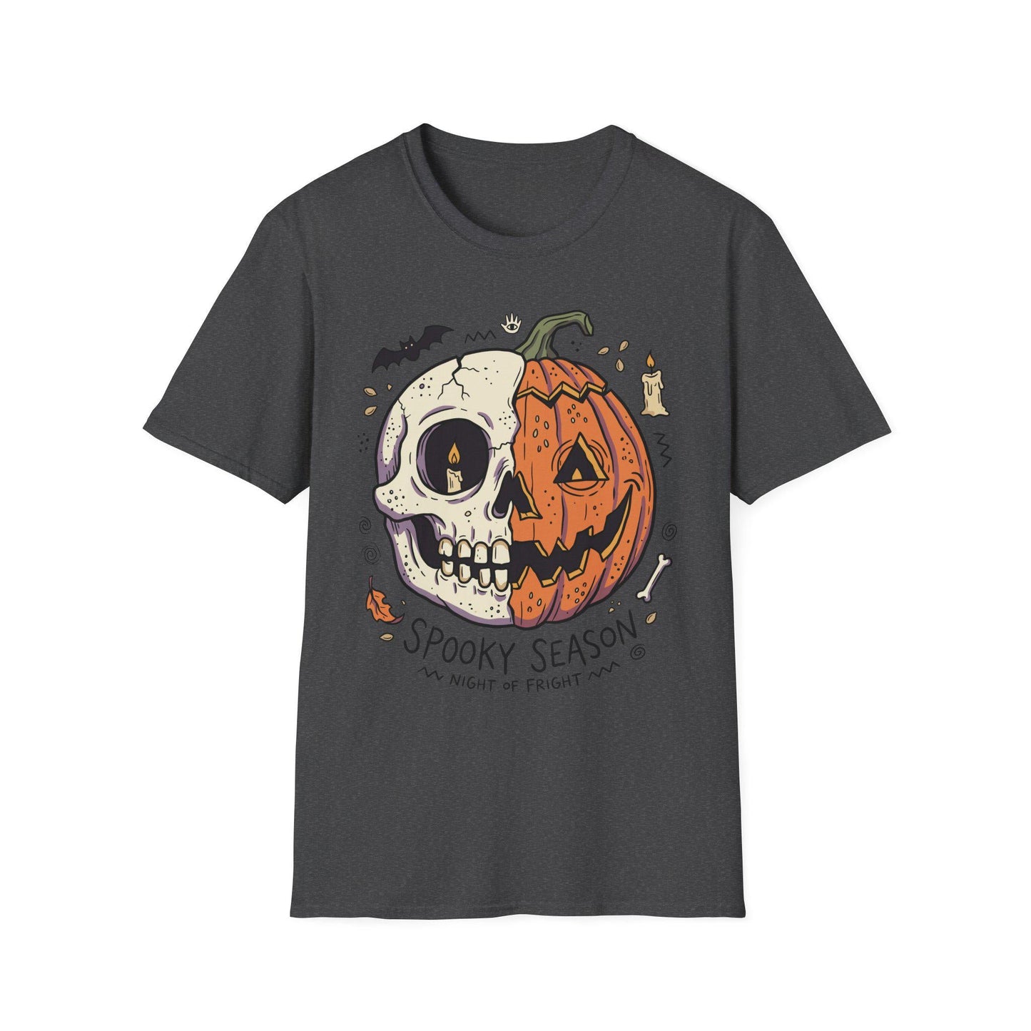 Spooky Season Halloween Shirt | Skull Pumpkin T Shirt | Retro Horror Graphic Tee | Creepy Fall Outfit | Gothic Autumn Wear | Unisex Gift