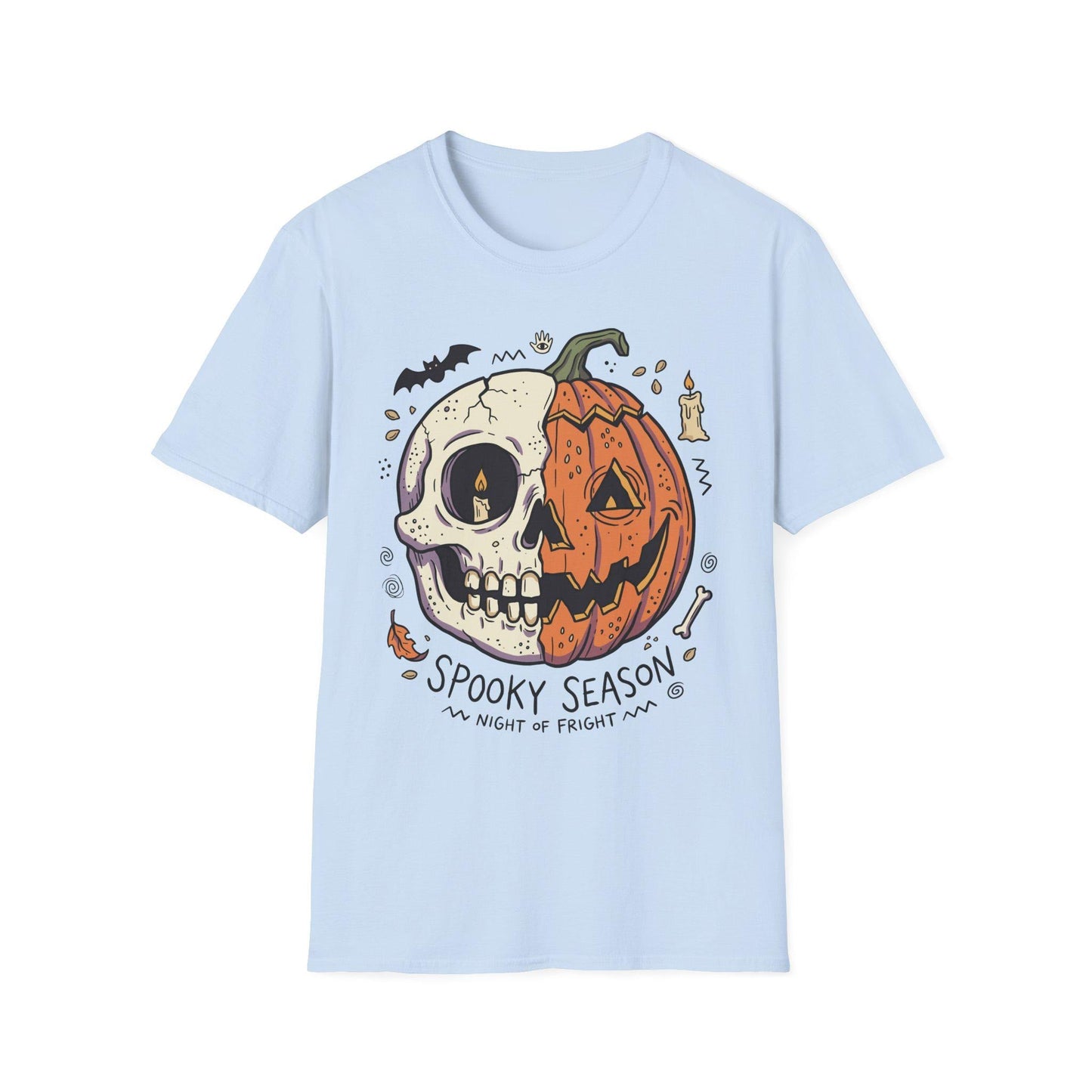 Spooky Season Halloween Shirt | Skull Pumpkin T Shirt | Retro Horror Graphic Tee | Creepy Fall Outfit | Gothic Autumn Wear | Unisex Gift