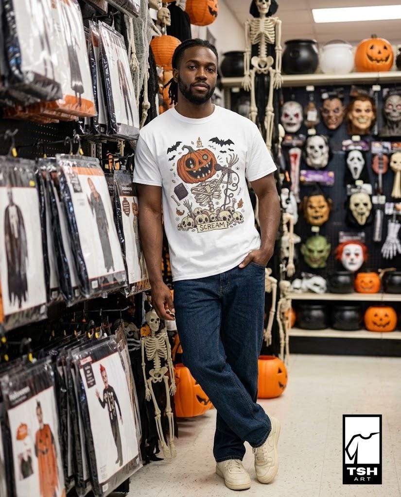 Jack-O'-Lantern Skeleton Halloween T-Shirt | Pumpkin Horror Tee